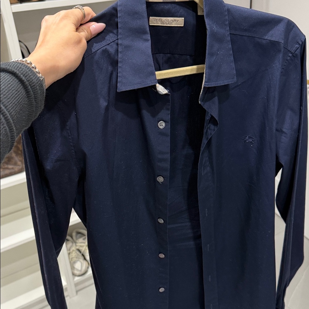 Burberry Dark Blue Casual Button Down Shirt